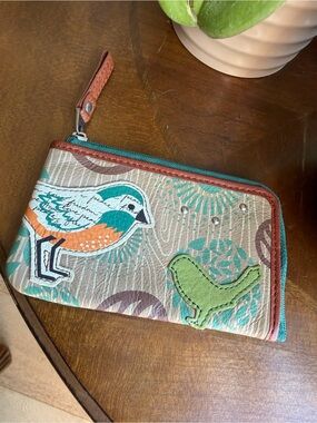 Fossil Bird Mini Zipper Wallet
